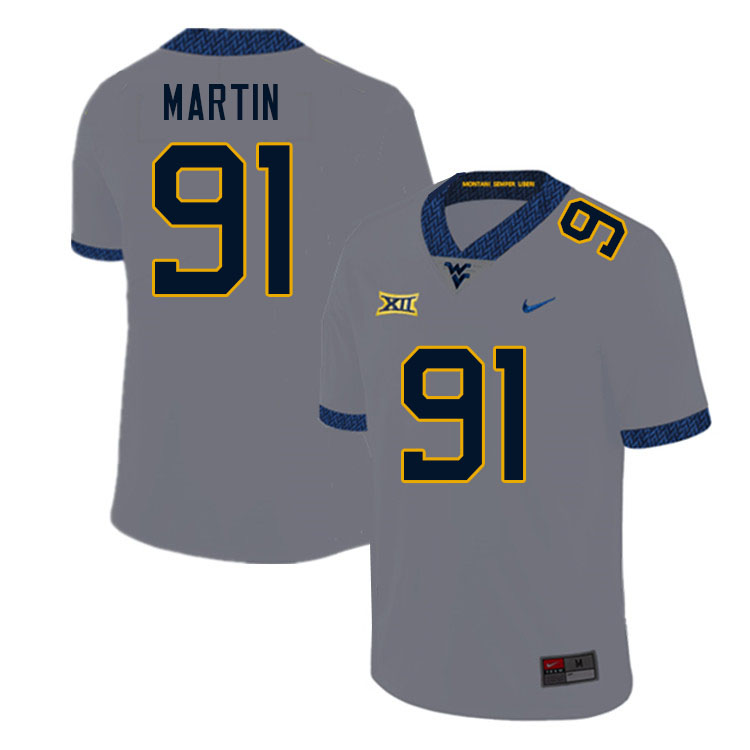 NCAA Men's Sean Martin West Virginia Mountaineers Gray #91 Nike Stitched Football College Authentic Jersey YD23R51XU